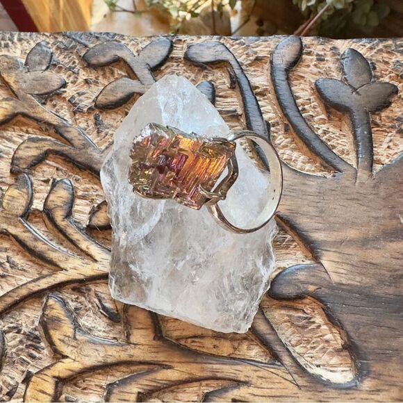 Bismuth Sterling Silver Crystal Gemstone Ring Size 8 - Picture 7 of 7